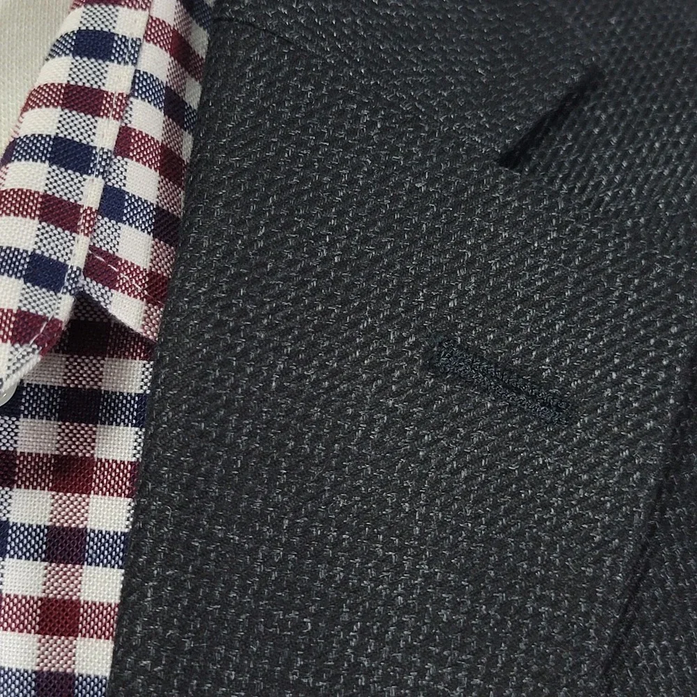 Chaps Men's Sport Coat‎ Blazer Two Button Charcoal Black Poly Blend Size 44R
